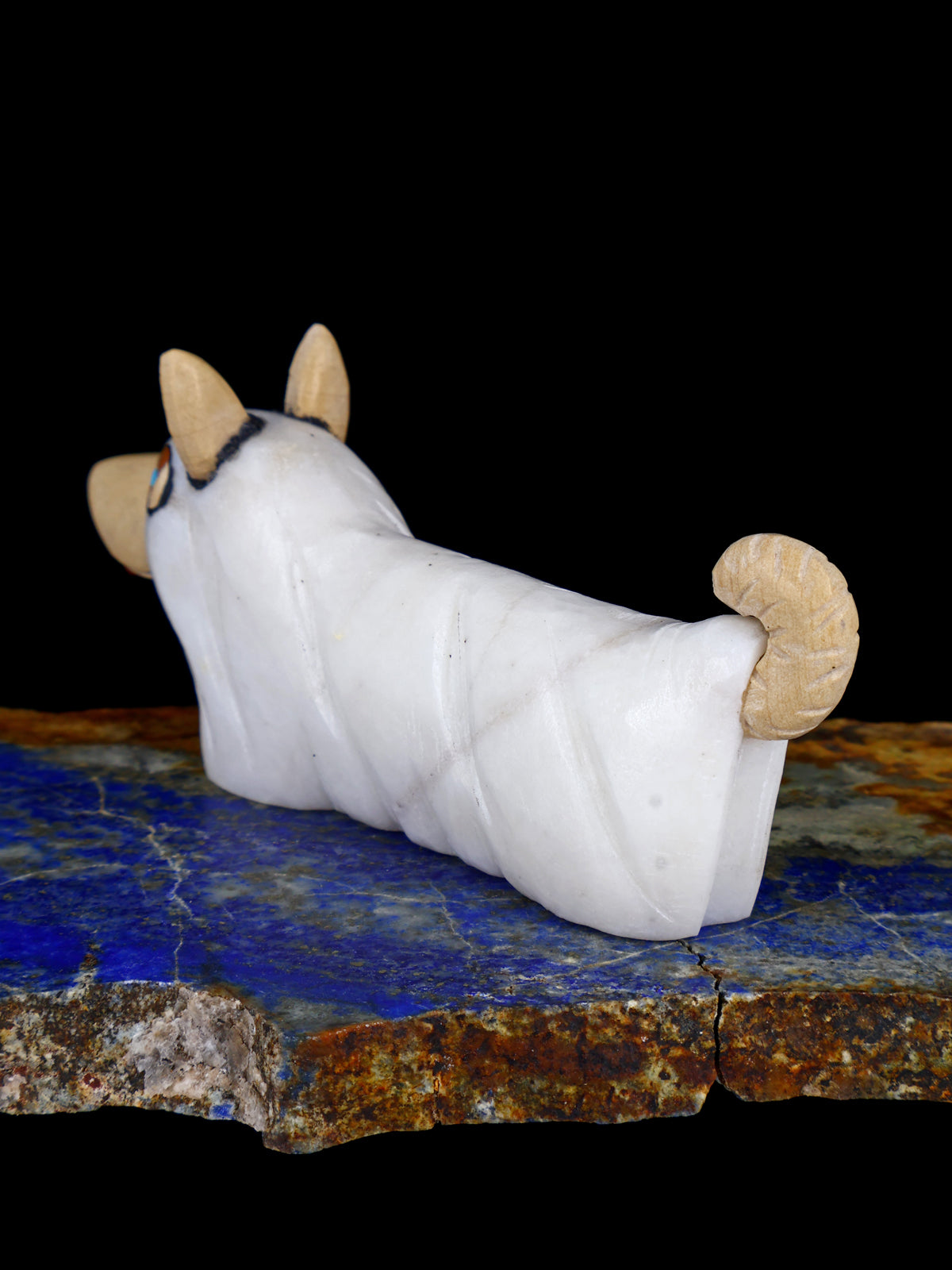 White Marble Spooky Ghost Dog Zuni Fetish