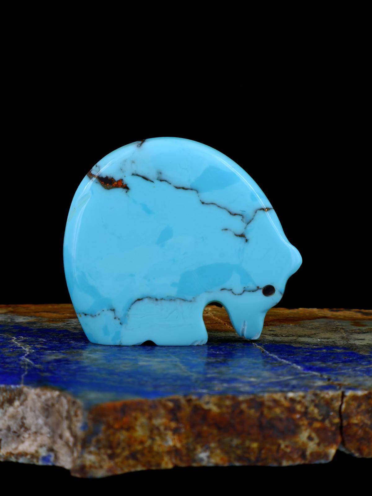 Turquoise Sunface Ours Zuni Fétiche