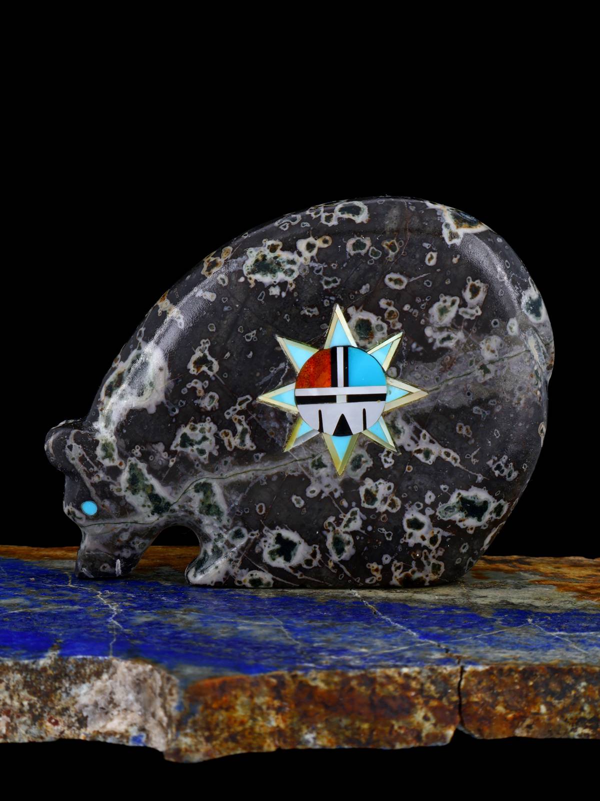 Serpentine Sunface Bear Zuni Fetish