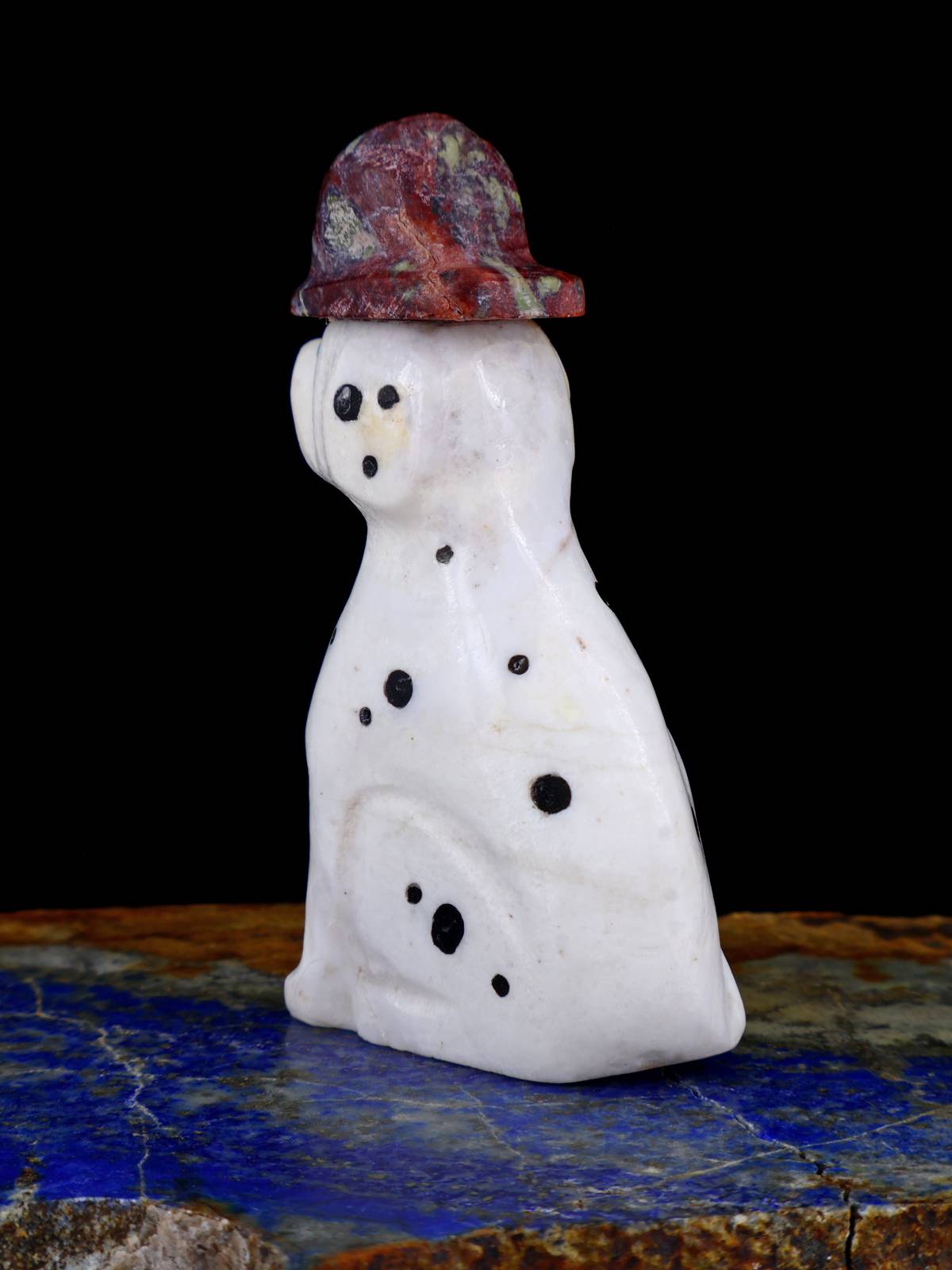 White Marble Dalmation Fireman Dog Zuni Fetish
