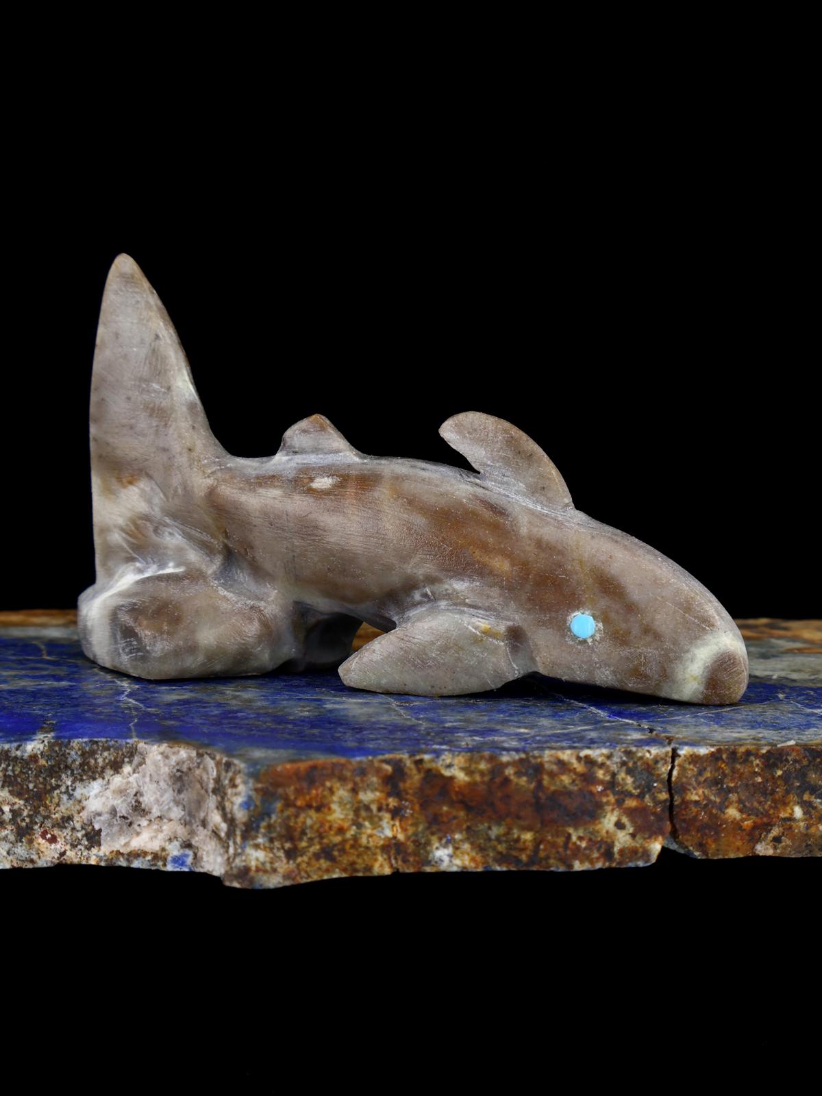 Picasso Marble Shark Zuni Fetish - PuebloDirect.com