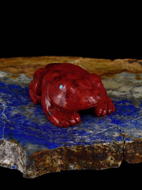 Apple Coral Frog Zuni Fetish - PuebloDirect.com