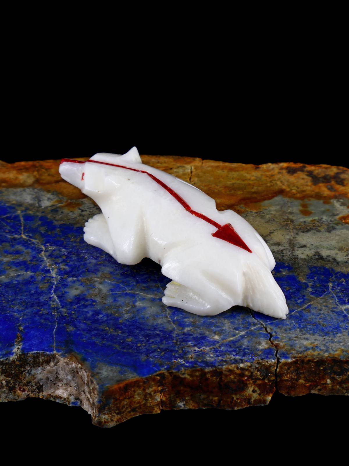 White Marble Badger Zuni Fetish