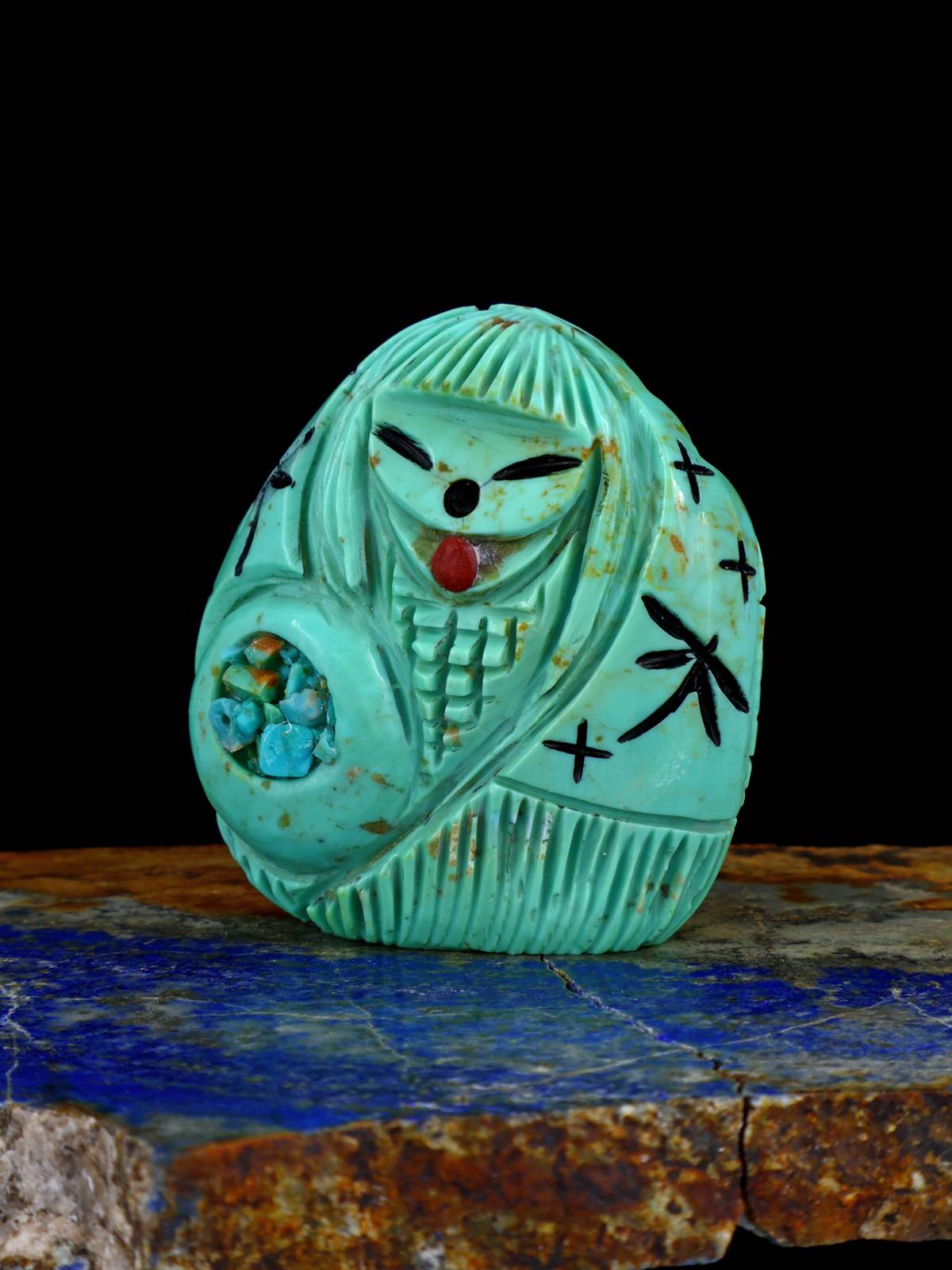Hibou d'albâtre orange Zuni Fetish