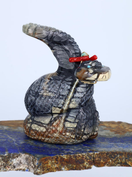 Picasso Marble Rattlesnake Zuni Fetish Carving - PuebloDirect.com