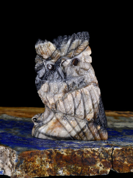 Picasso Marble Owl Zuni Fetish - PuebloDirect.com