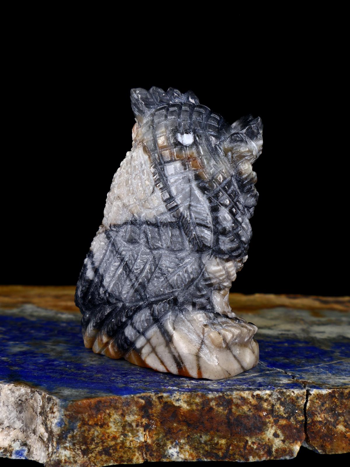 Picasso Marble Owl Zuni Fetish - PuebloDirect.com