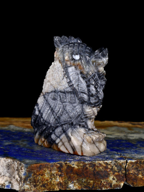 Picasso Marble Owl Zuni Fetish - PuebloDirect.com