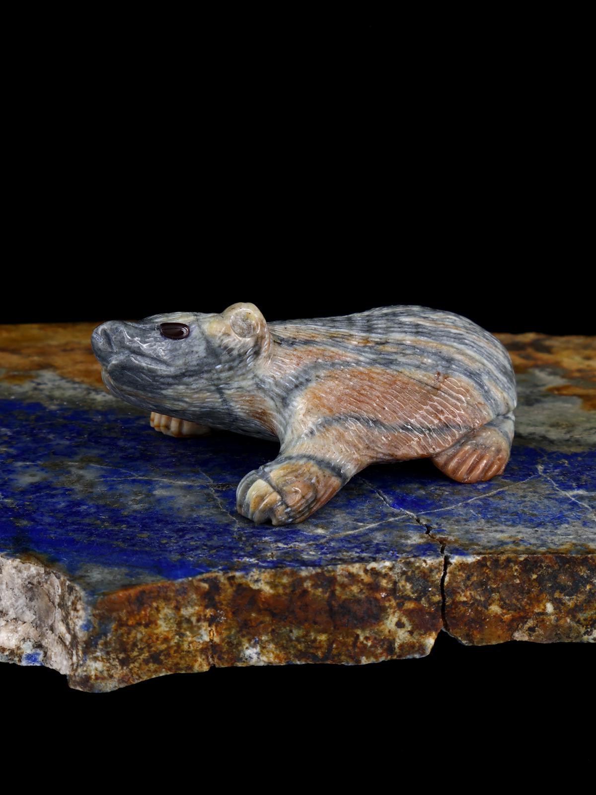 Picasso Marble Badger Zuni Fetish - PuebloDirect.com