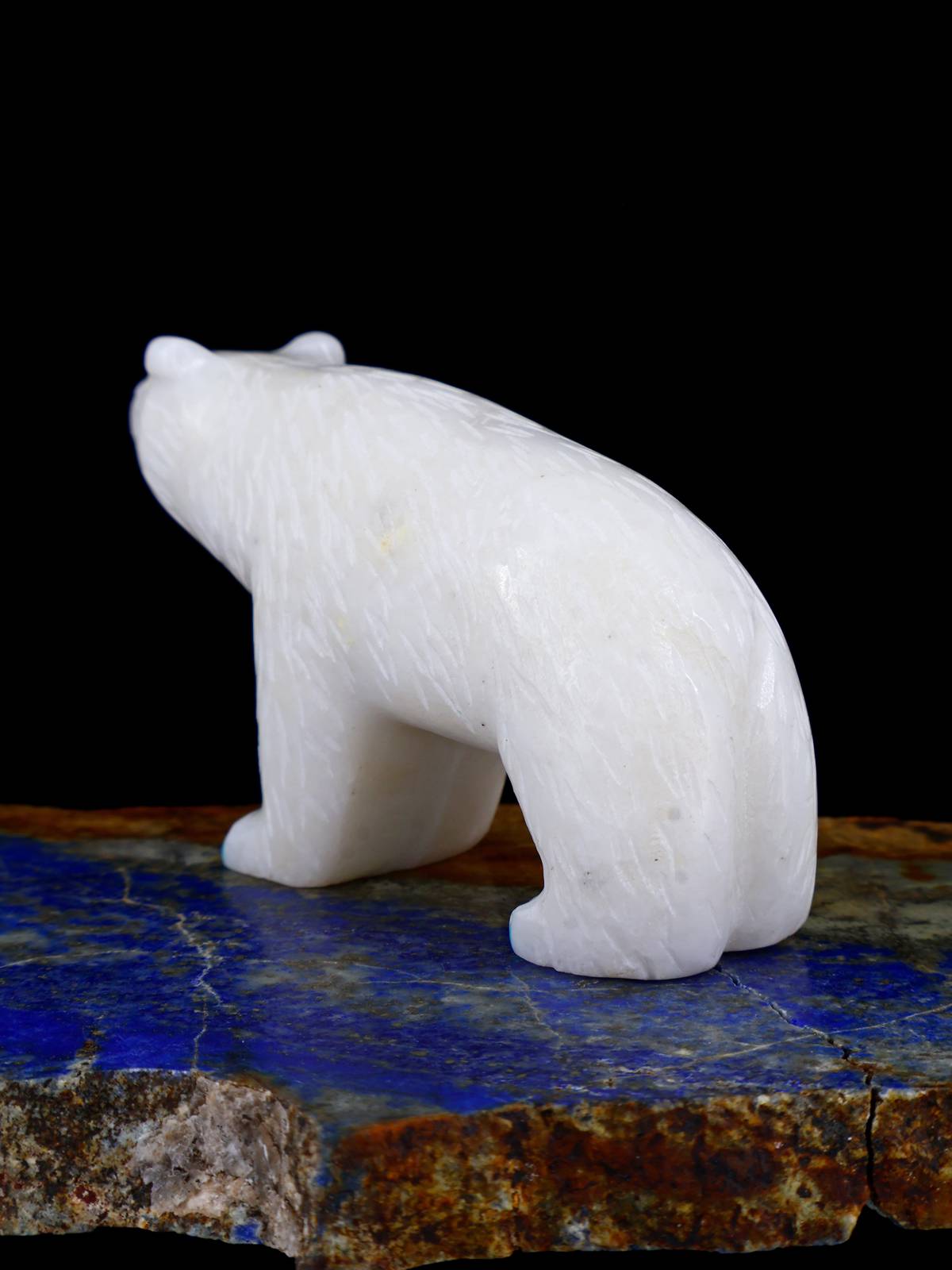 White Marble Bear Zuni Fetish