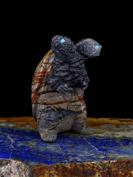 Picasso Marble Two Headed Turtle Zuni Fetish - PuebloDirect.com