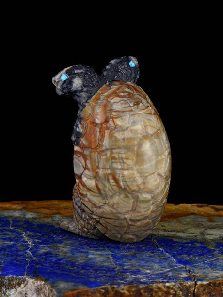 Picasso Marble Two Headed Turtle Zuni Fetish - PuebloDirect.com