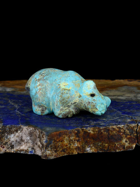 Turquoise Bear Navajo Carving M090 - PuebloDirect.com