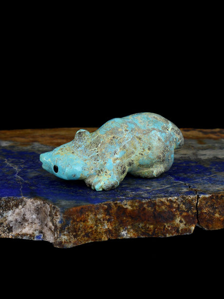 Turquoise Bear Navajo Carving M090 - PuebloDirect.com
