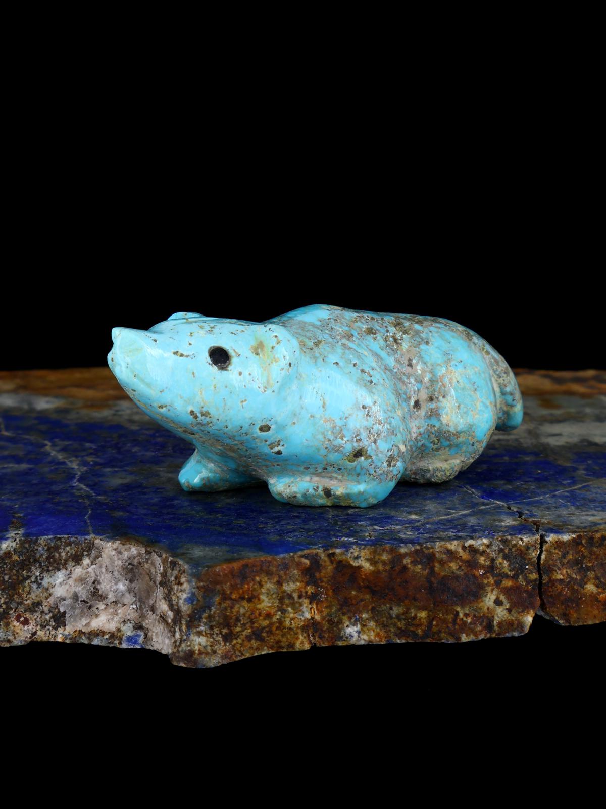 Turquoise Bear Navajo Carving M093 - PuebloDirect.com
