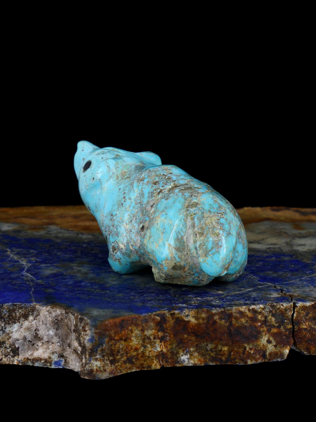 Turquoise Bear Navajo Carving M093 - PuebloDirect.com