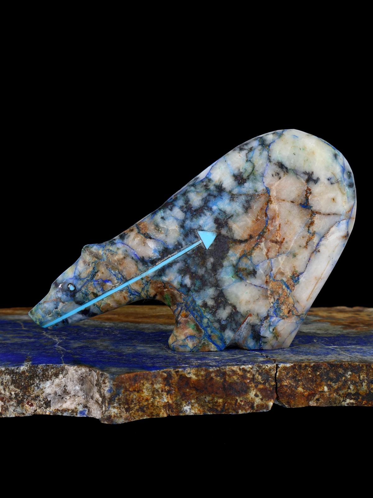 Azurite in Quartz Medicine Bear Zuni Fetish - PuebloDirect.com