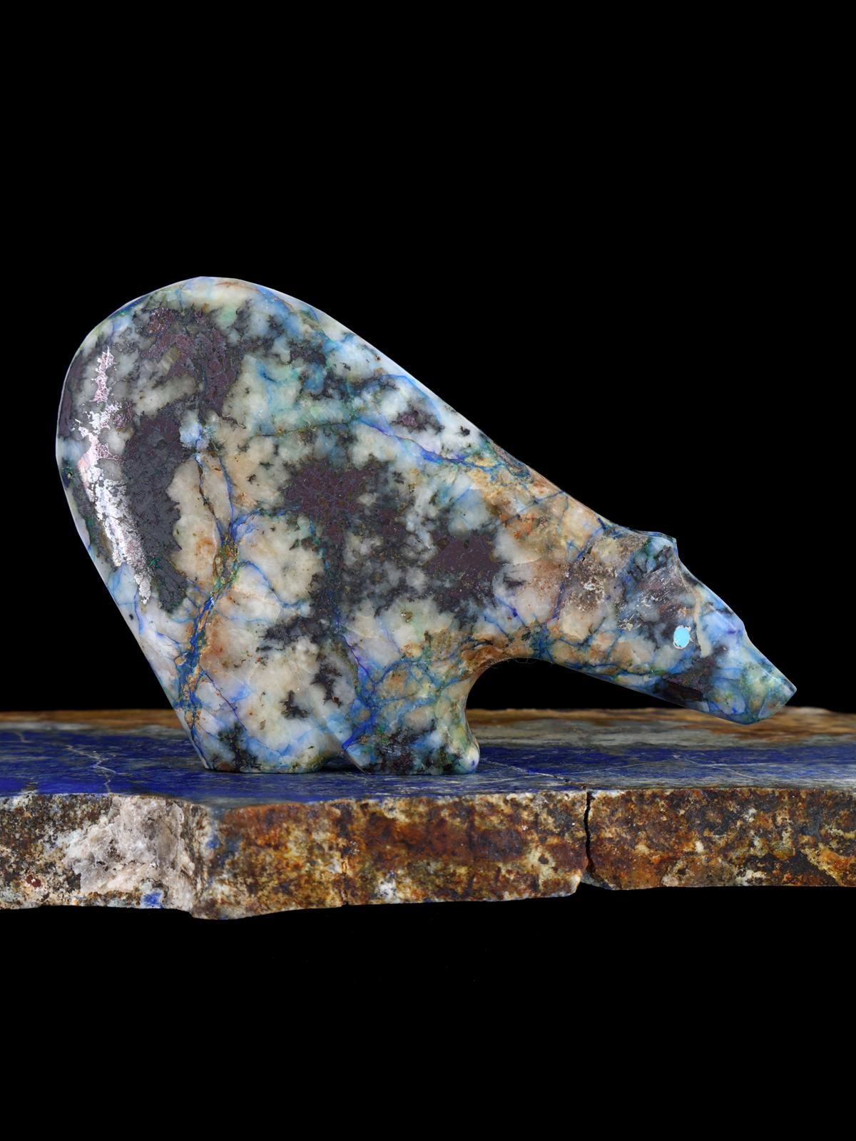 Azurite in Quartz Medicine Bear Zuni Fetish - PuebloDirect.com