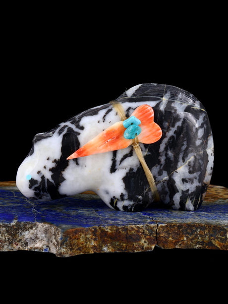 Zebra Marble Mountain Lion Zuni Fetish - PuebloDirect.com