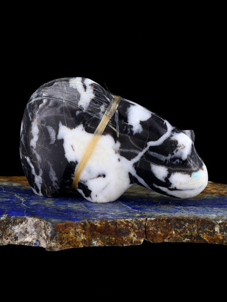 Zebra Marble Mountain Lion Zuni Fetish - PuebloDirect.com