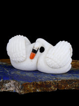 White Marble Swan Couple Zuni Fetish