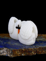 White Marble Swan Couple Zuni Fetish