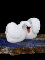 White Marble Swan Couple Zuni Fetish