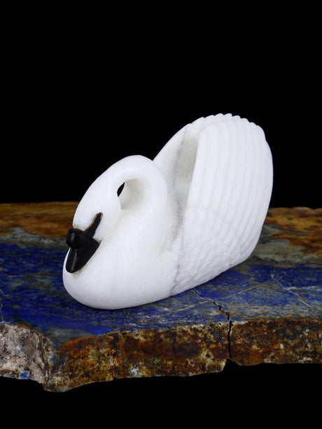 White Marble Swan Zuni Fetish