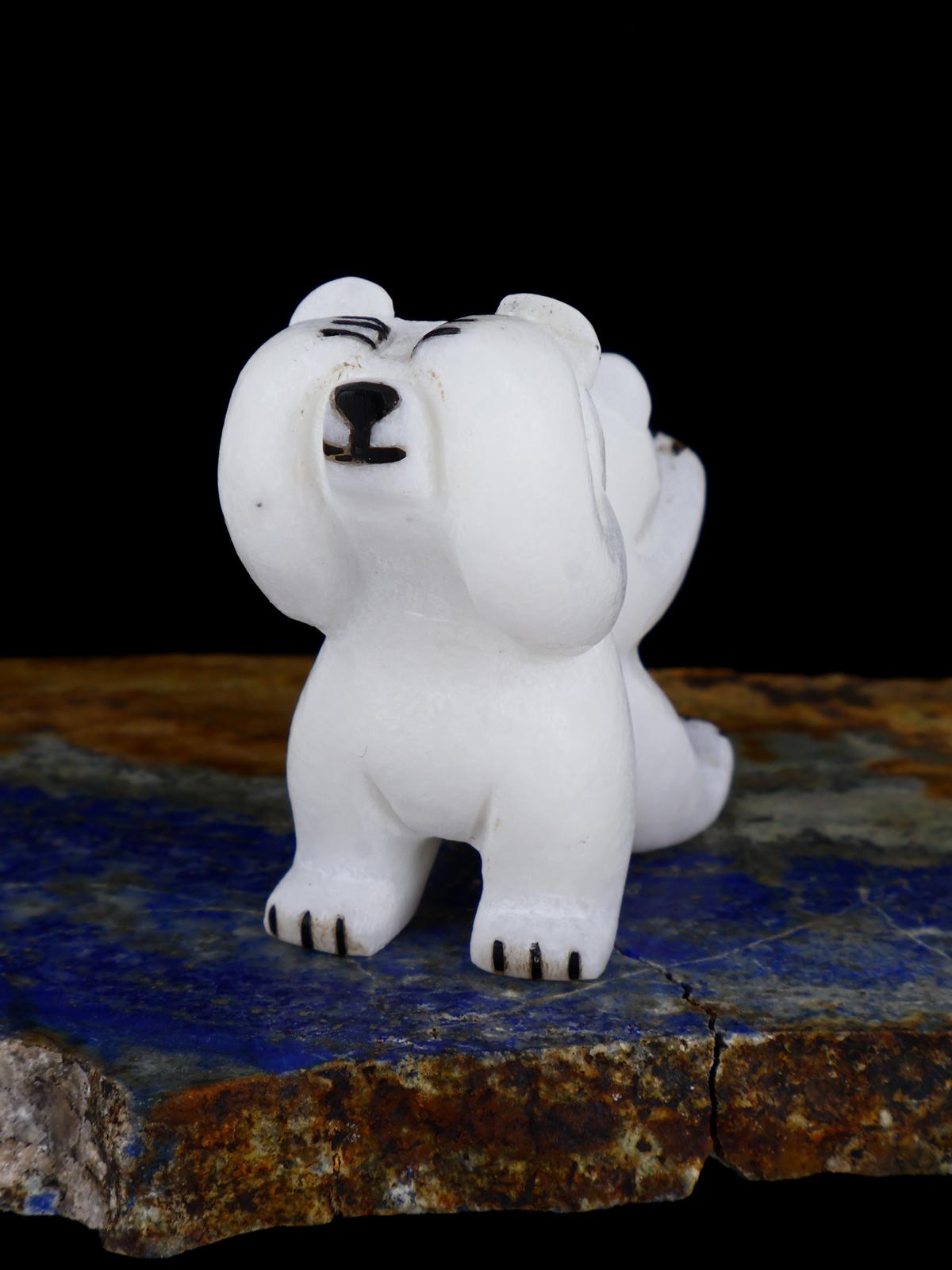 White Marble Bear Couple Zuni Fetish