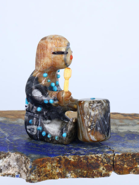 Picasso Marble Drummer Zuni Fetish - PuebloDirect.com