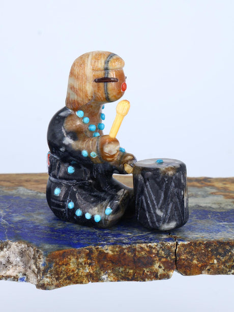 Picasso Marble Drummer Zuni Fetish - PuebloDirect.com