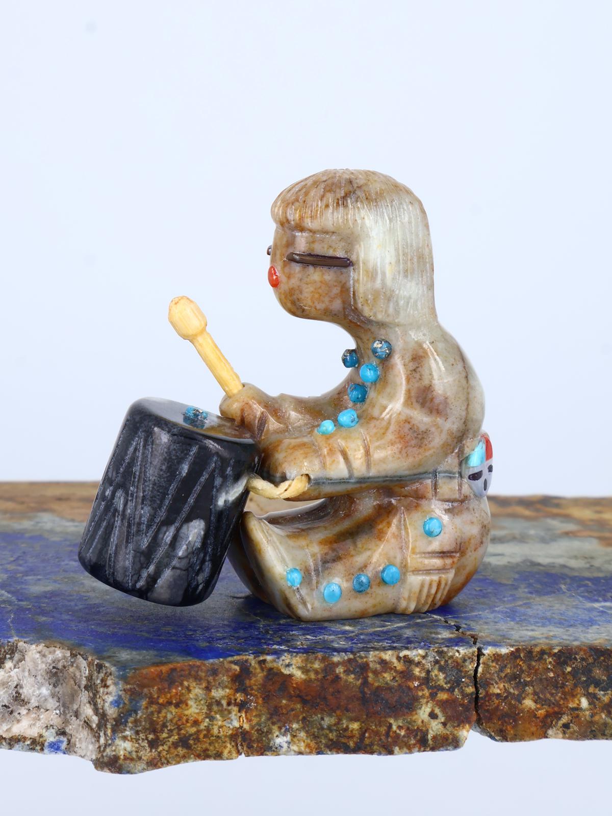 Picasso Marble Drummer Zuni Fetish - PuebloDirect.com