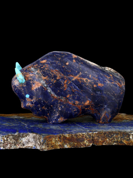 Sodalite Buffalo Zuni Fetish Carving