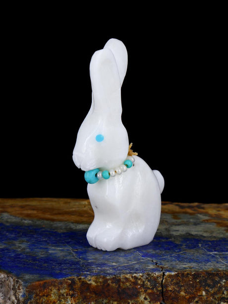 White Marble Rabbit Zuni Fetish