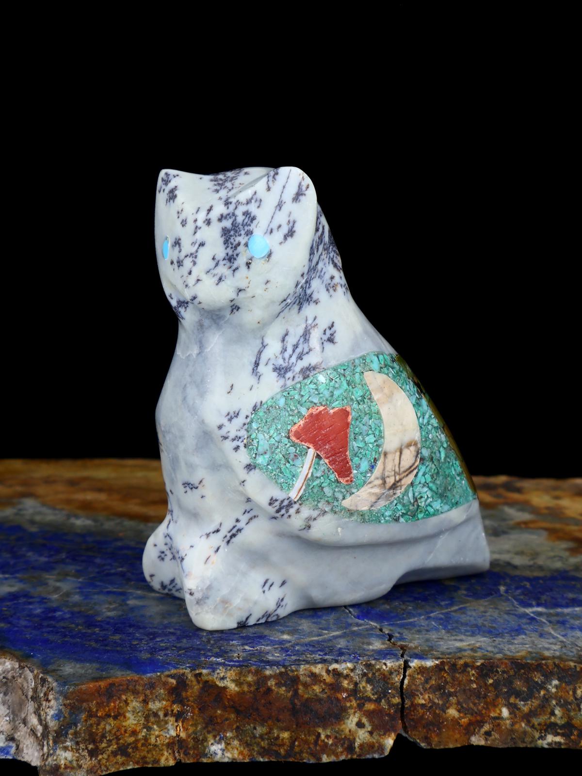 Serpentine Owl Zuni Fetish Carving