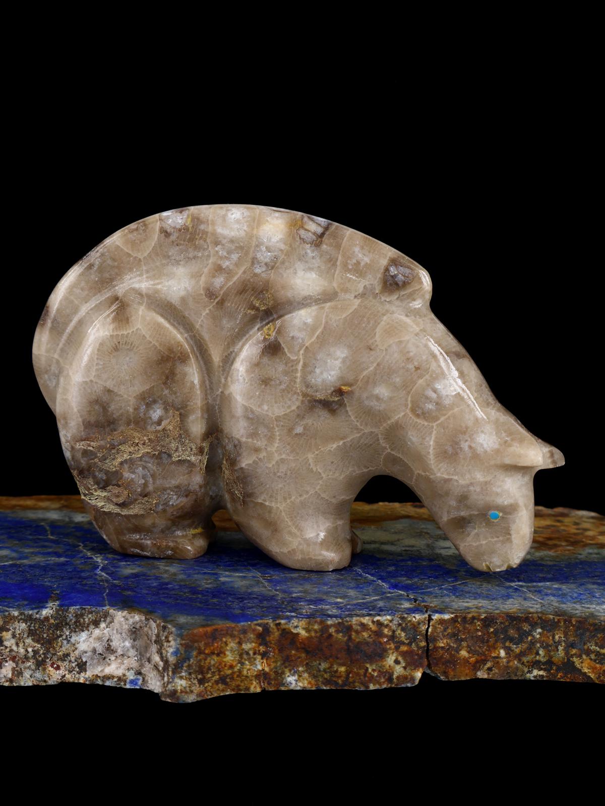 Petosky Coral Mountain Lion Zuni Fetish