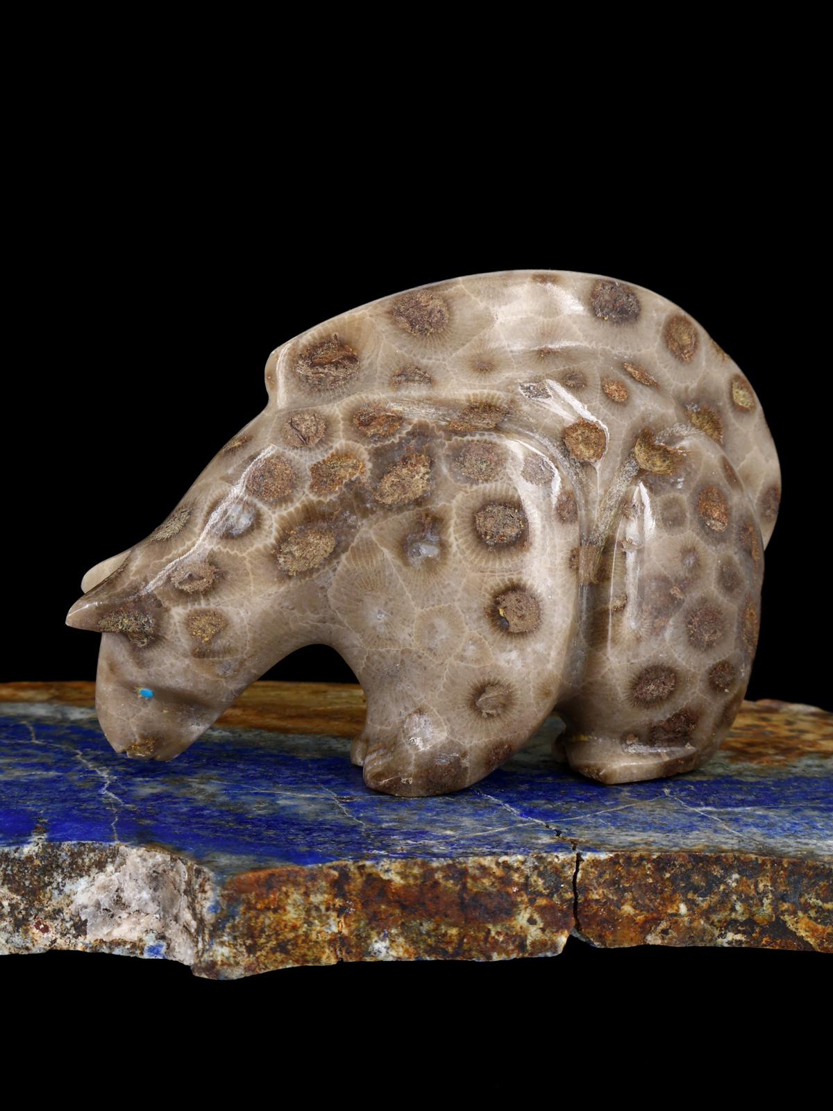 Petosky Coral Mountain Lion Zuni Fetish