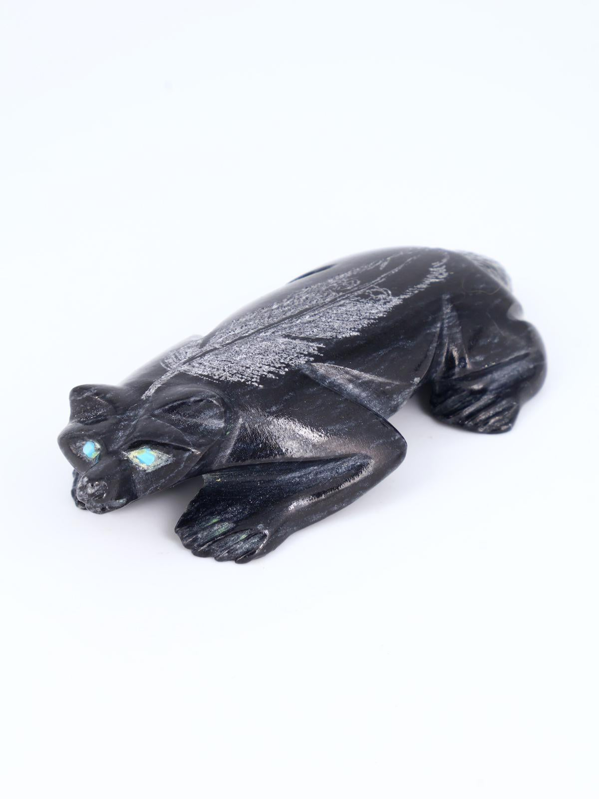 Black Marble Badger Zuni Fetish - PuebloDirect.com