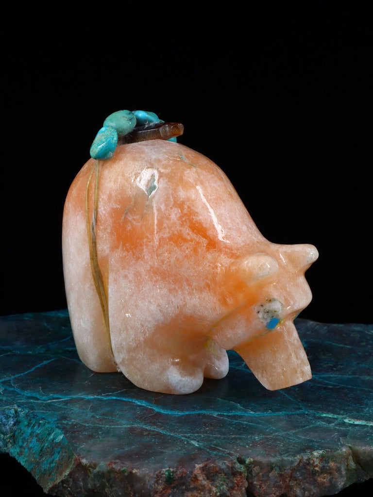 Orange Alabaster Bear Zuni Fetish - PuebloDirect.com