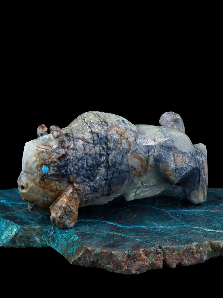 Picasso Marble Buffalo Zuni Fetish - PuebloDirect.com