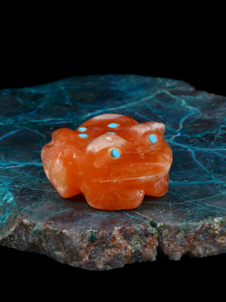 Orange Alabaster Frog Zuni Fetish - PuebloDirect.com