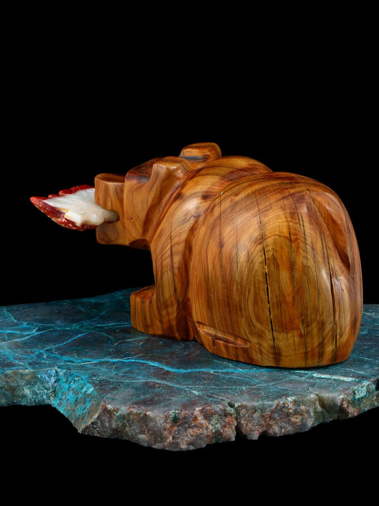Wooden Bear With Fish Zuni Fetish - PuebloDirect.com