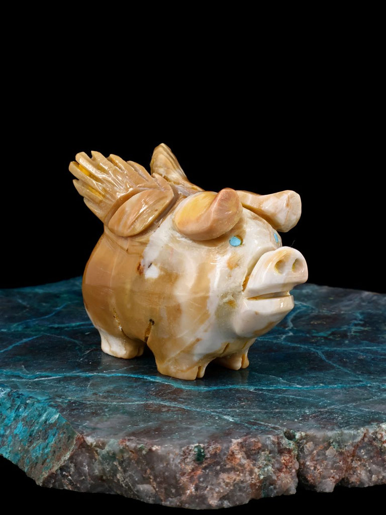 Tigilite Flying Pig Zuni Fetish - PuebloDirect.com