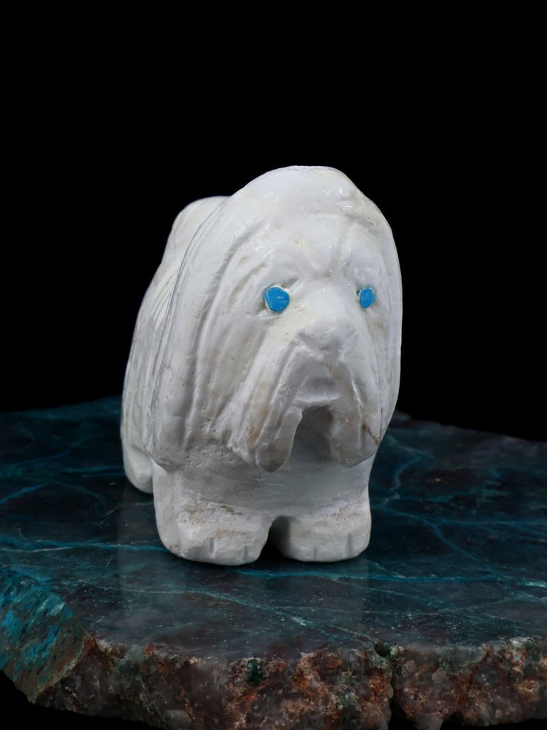 White Marble Dog Zuni Fetish - PuebloDirect.com