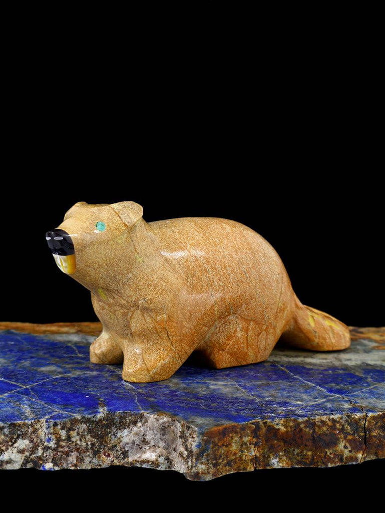 Travertine Beaver Zuni Fetish Carving - PuebloDirect.com