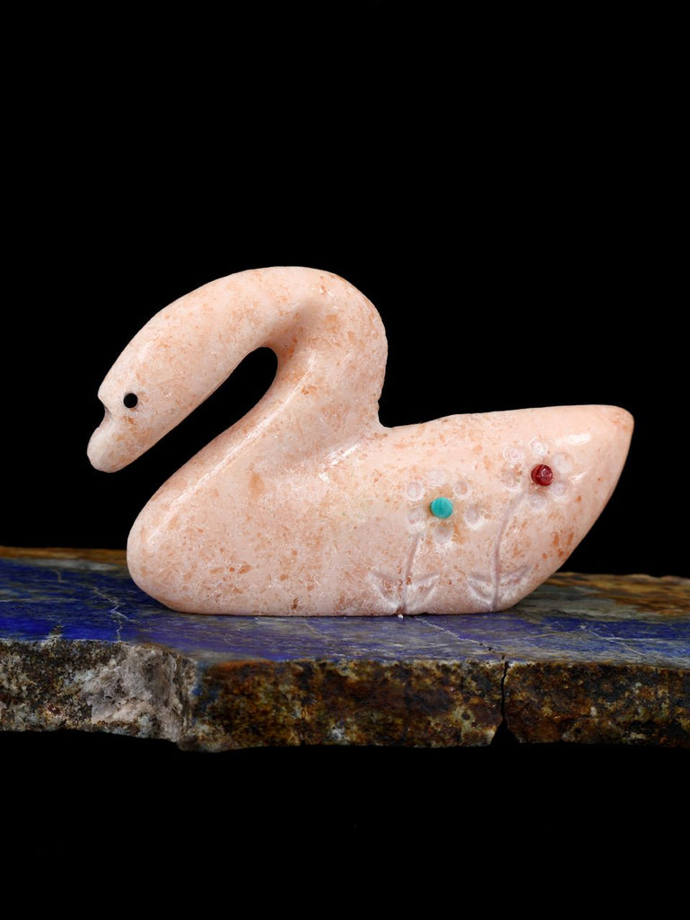 Orange Alabaster Swan Zuni Fetish - PuebloDirect.com