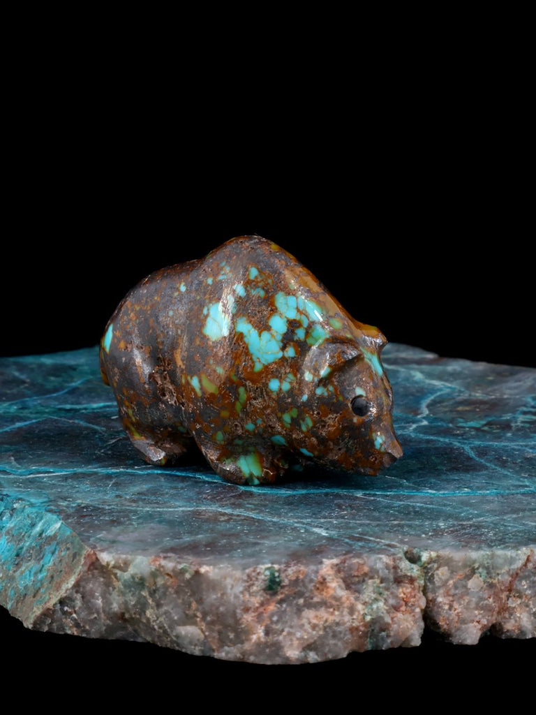 Turquoise Bear Navajo Stone Carving - PuebloDirect.com