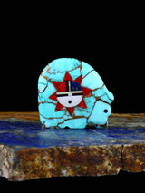 Turquoise Sunface Ours Zuni Fétiche