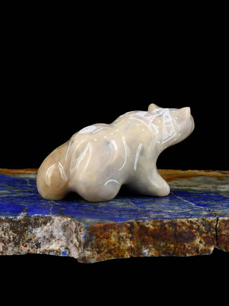 Etched Picasso Marble Bear Zuni Fetish