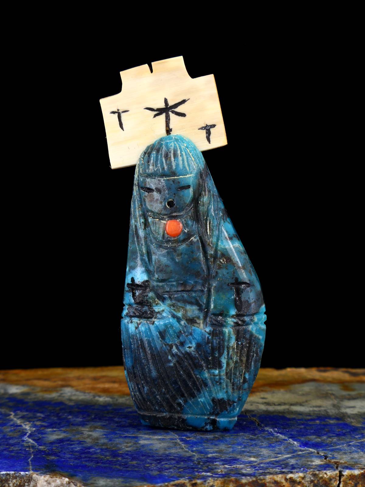 Fétiche Zuni de jeune fille turquoise